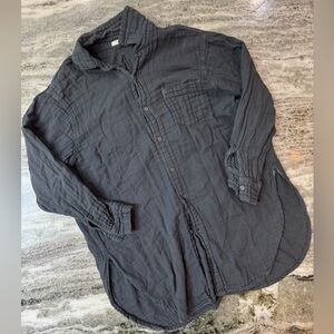 Free People X CP Shades Grey 100% Cotton Button Down Oversized Fit
